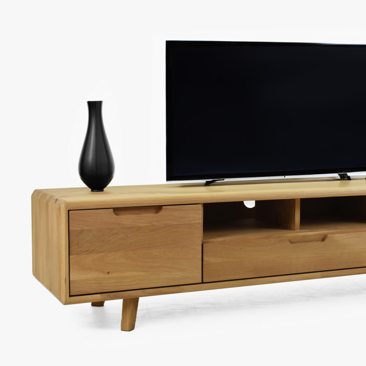 TV-Kommode aus Holz, Eiche Natur auf Füßen