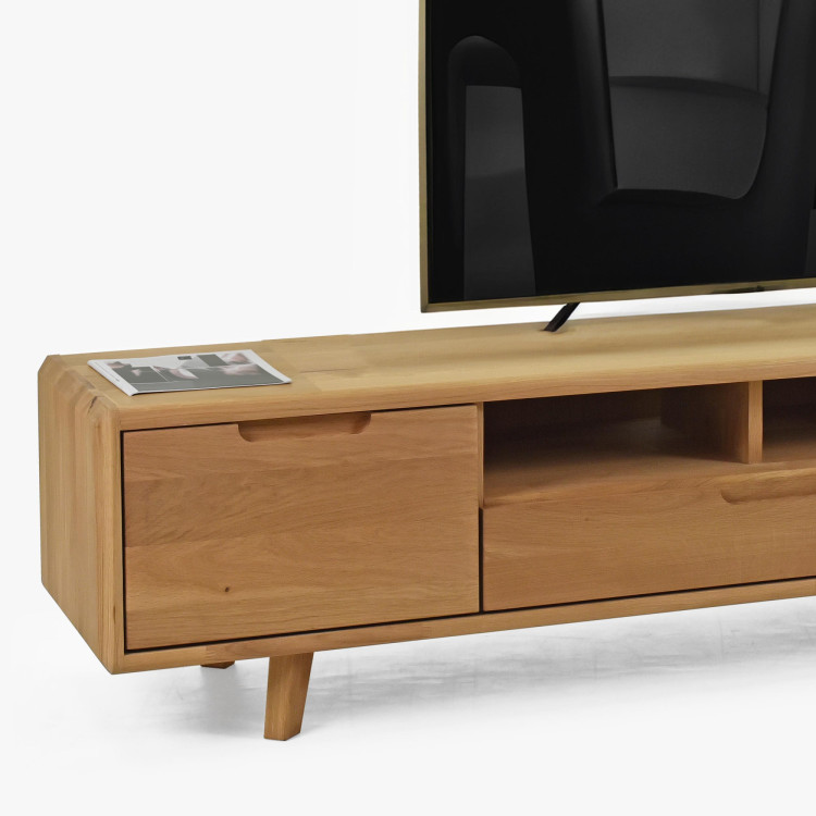 TV-Kommode aus Holz, Eiche Natur auf Füßen