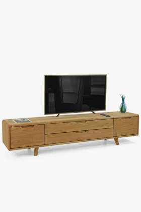 TV-Kommode, massives Eichenholz natural auf Füßen 2