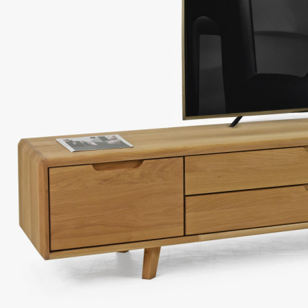 TV-Kommode, massives Eichenholz natural auf Füßen