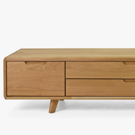 TV-Kommode, massives Eichenholz natural auf Füßen