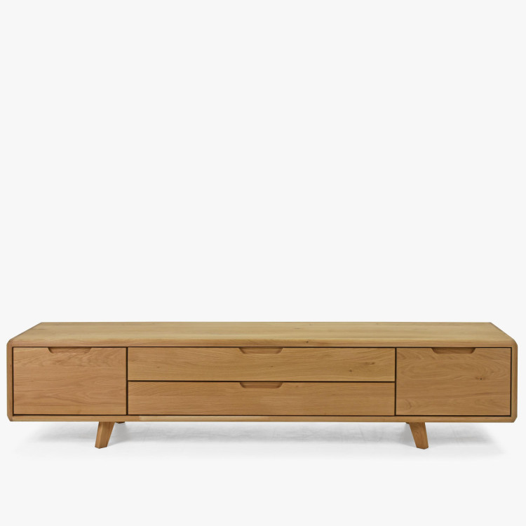TV-Kommode, massives Eichenholz natural auf Füßen