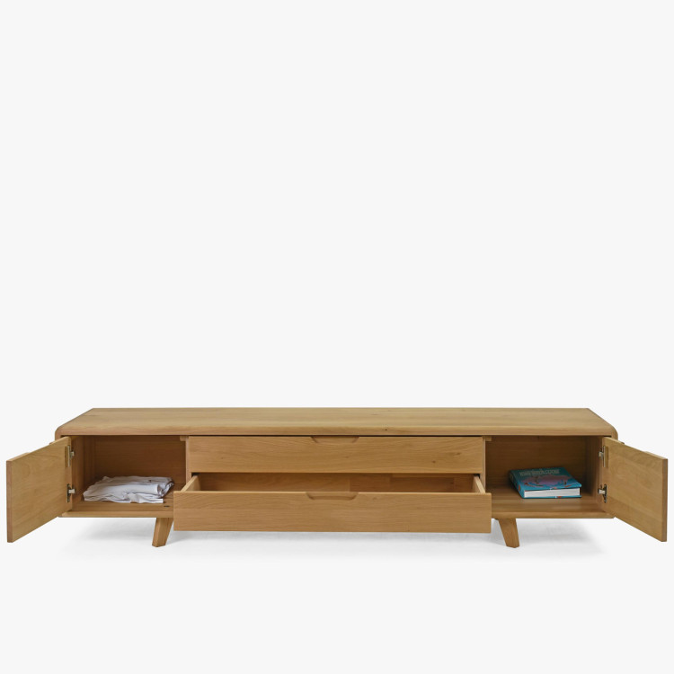 TV-Kommode, massives Eichenholz natural auf Füßen