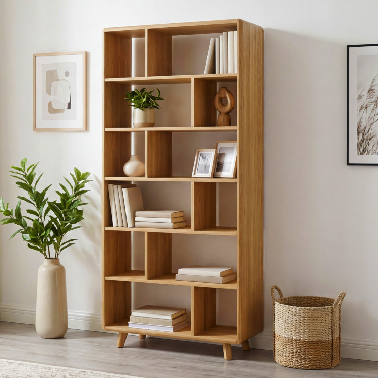 Eichenregal in der Farbe Eiche natur auf Füßen