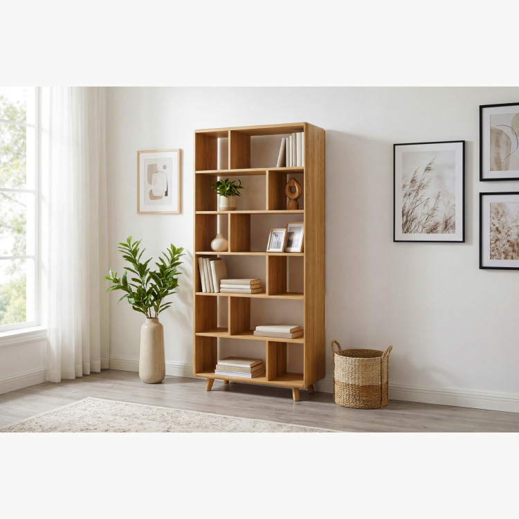 Eichenregal in der Farbe Eiche natur auf Füßen