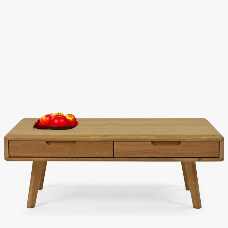 Massiver Couchtisch mit Schubladen, Eiche natur