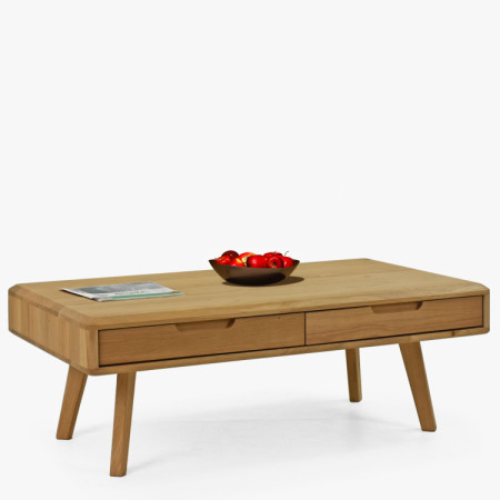 Massiver Couchtisch mit Schubladen, Eiche natur