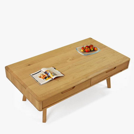 Massiver Couchtisch mit Schubladen, Eiche natur