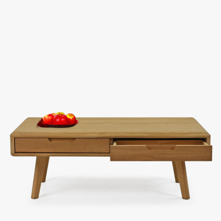 Massiver Couchtisch mit Schubladen, Eiche natur