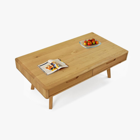 Massiver Couchtisch mit Schubladen, Eiche natur