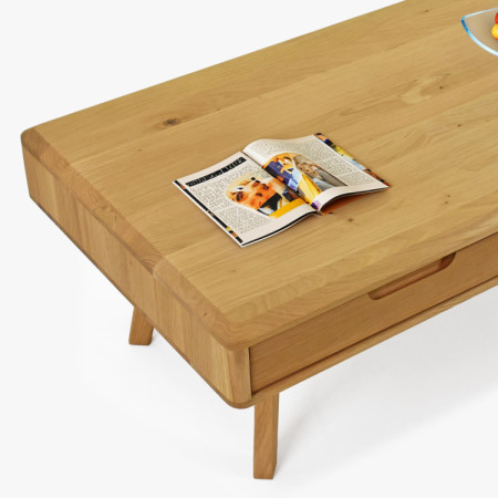 Massiver Couchtisch mit Schubladen, Eiche natur