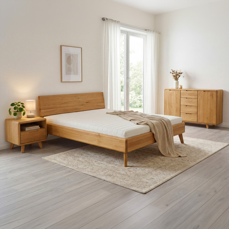 Ehebett aus natürlicher Eiche 180x200 Massivholz Doppelbett