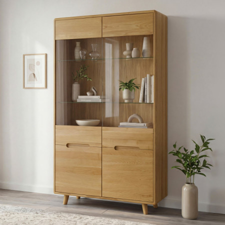 Zweiflügelige Eichenvitrine mit Glas, Bratislava