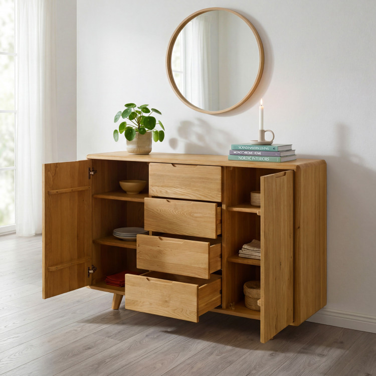 Kommode aus Holz mit Schubladen und Türen