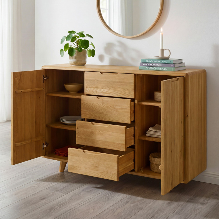 Kommode aus Holz mit Schubladen und Türen