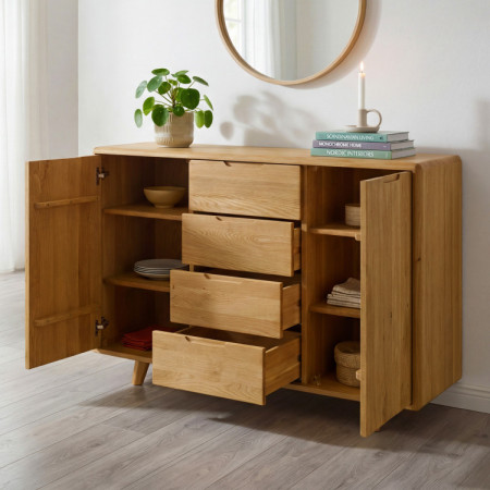 Kommode aus Holz mit Schubladen und Türen