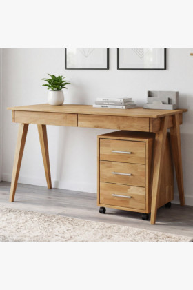 Eiche Schreibtisch mit zwei Schubladen 2