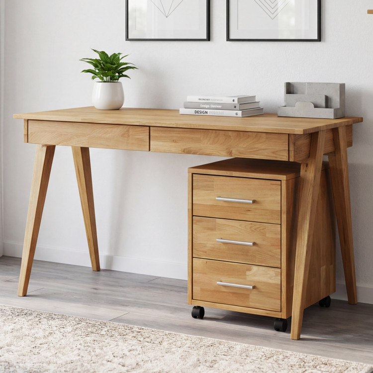 Eiche Schreibtisch mit zwei Schubladen