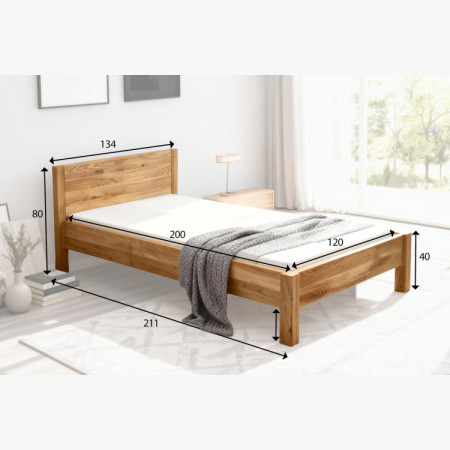 Einzelbett aus Eiche 120 x 200 cm - Stabil & Komfortabel