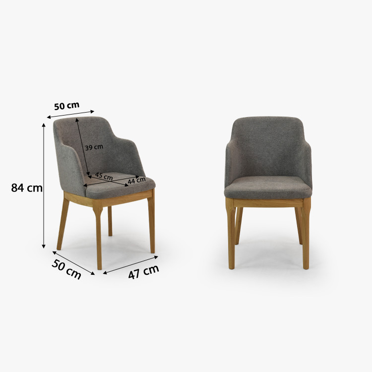 Esszimmerstuhl Eiche natural mit dunkelgrauem Polster