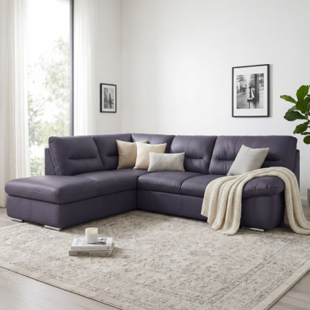 Rote Eckgarnitur - echtes Leder NAVY, William Ecke links