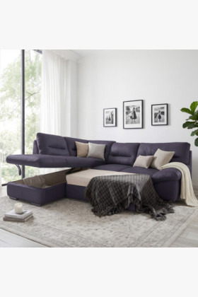 Rote Eckgarnitur - echtes Leder NAVY, William Ecke links 2