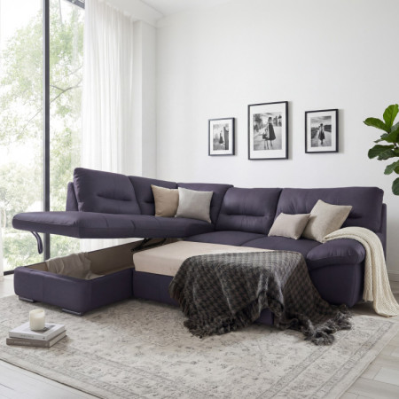 Rote Eckgarnitur - echtes Leder NAVY, William Ecke links