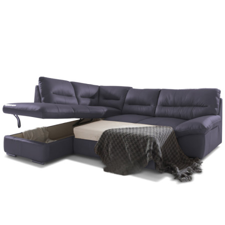 Rote Eckgarnitur - echtes Leder NAVY, William Ecke links