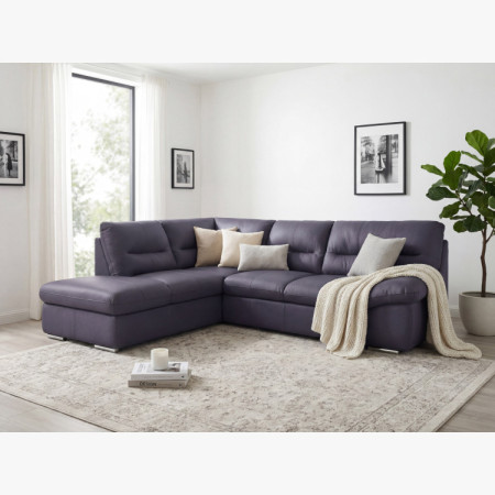 Rote Eckgarnitur - echtes Leder NAVY, William Ecke links