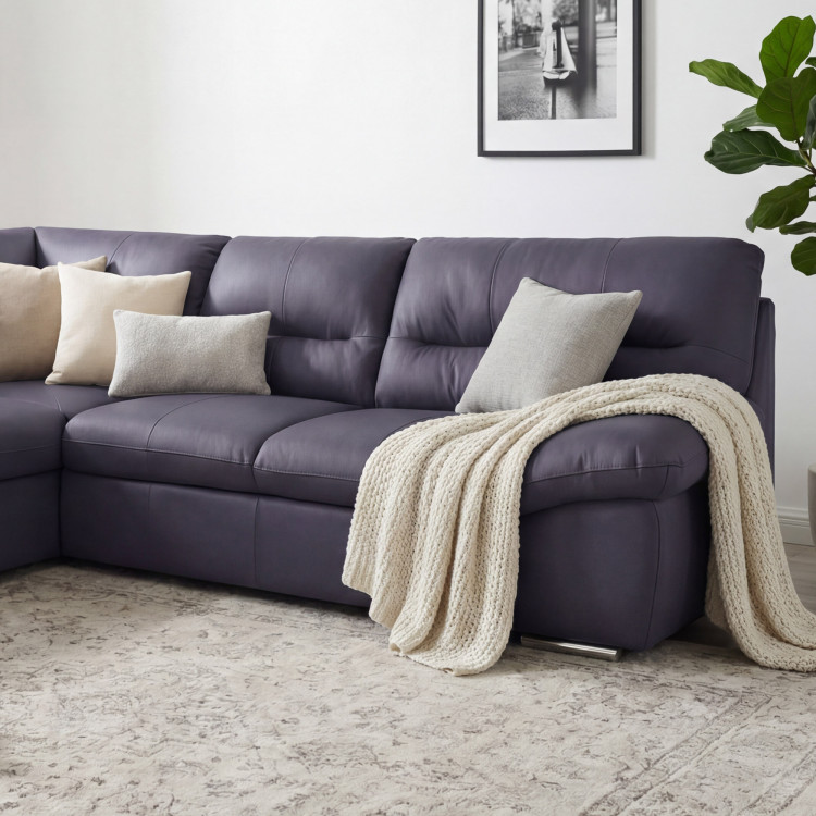 Rote Eckgarnitur - echtes Leder NAVY, William Ecke links