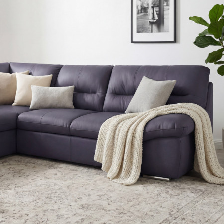 Rote Eckgarnitur - echtes Leder NAVY, William Ecke links