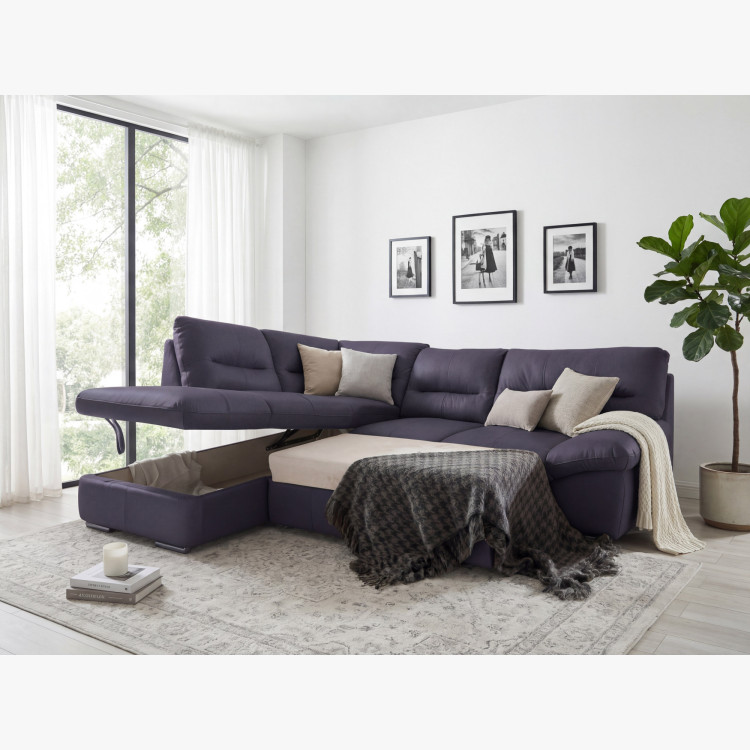 Rote Eckgarnitur - echtes Leder NAVY, William Ecke links