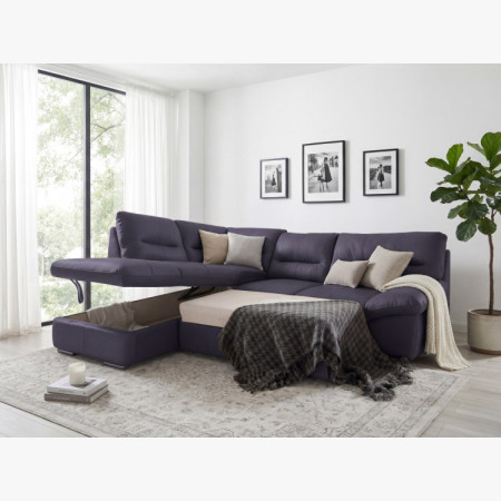 Rote Eckgarnitur - echtes Leder NAVY, William Ecke links