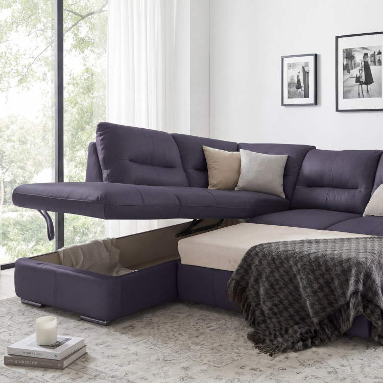 Rote Eckgarnitur - echtes Leder NAVY, William Ecke links