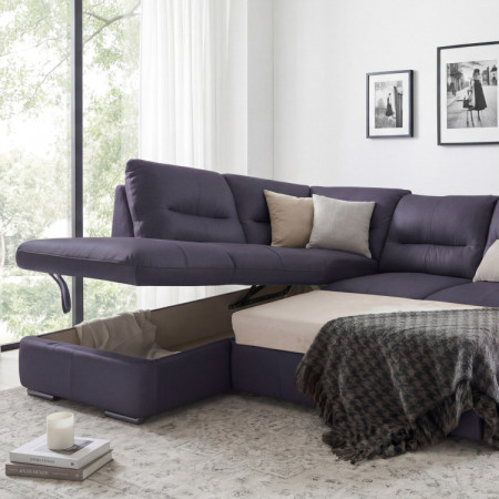 Rote Eckgarnitur - echtes Leder NAVY, William Ecke links