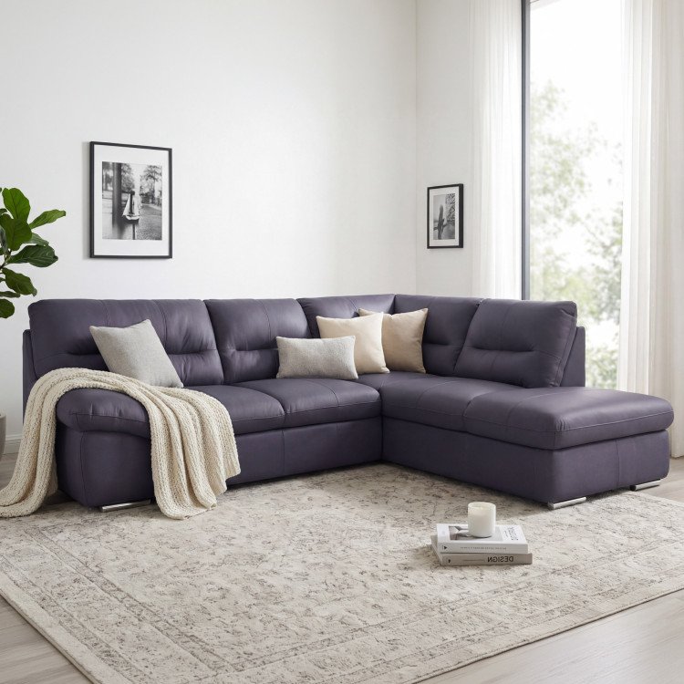 Runde Eckcouch - echtes Leder NAVY, William Ecke rechts