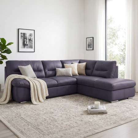 Runde Eckcouch - echtes Leder NAVY, William Ecke rechts