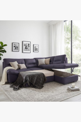 Runde Eckcouch - echtes Leder NAVY, William Ecke rechts 2