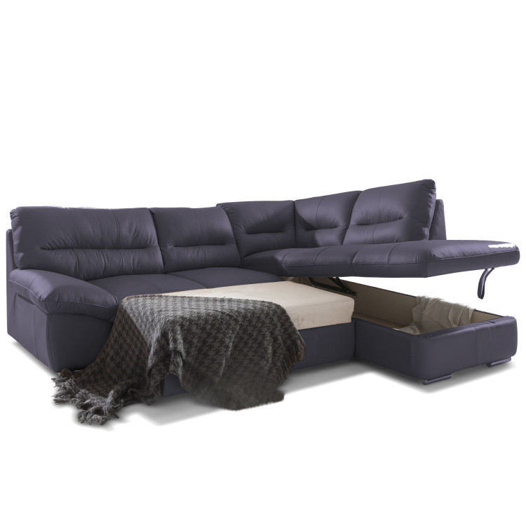 Runde Eckcouch - echtes Leder NAVY, William Ecke rechts