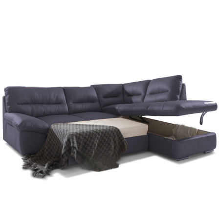 Runde Eckcouch - echtes Leder NAVY, William Ecke rechts