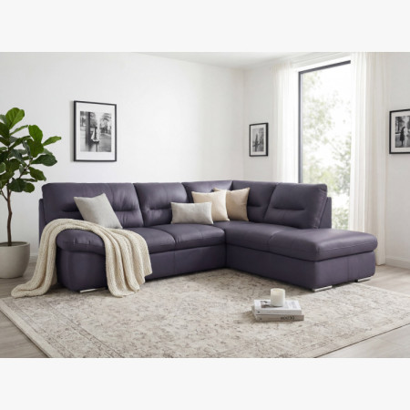 Runde Eckcouch - echtes Leder NAVY, William Ecke rechts