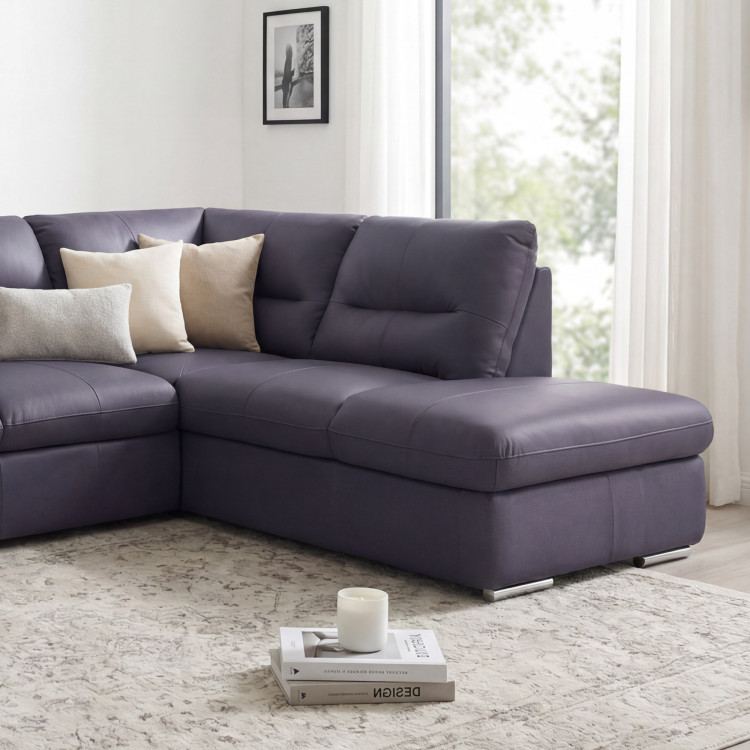Runde Eckcouch - echtes Leder NAVY, William Ecke rechts