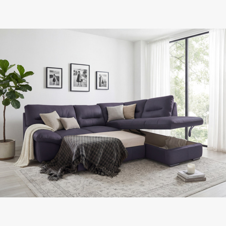 Runde Eckcouch - echtes Leder NAVY, William Ecke rechts