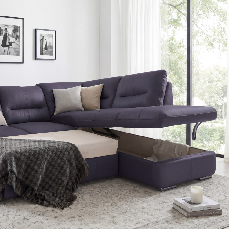 Runde Eckcouch - echtes Leder NAVY, William Ecke rechts