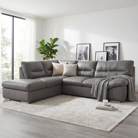 Rundecksofa - echtes Leder STONE, William Ecke links