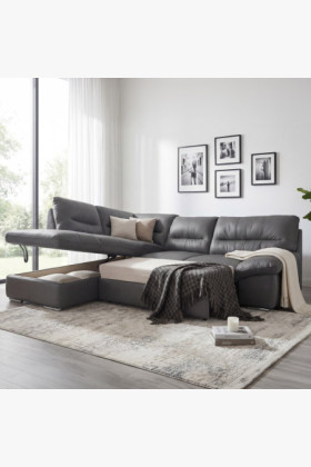 Rundecksofa - echtes Leder STONE, William Ecke links 2