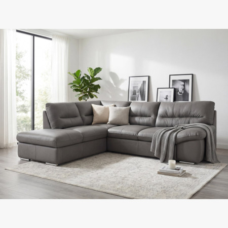 Rundecksofa - echtes Leder STONE, William Ecke links