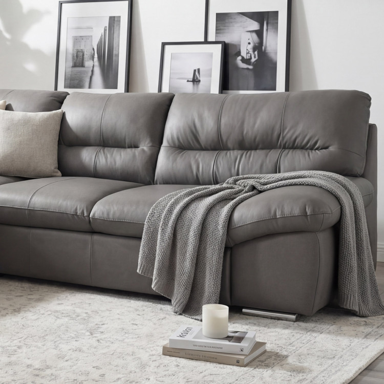 Rundecksofa - echtes Leder STONE, William Ecke links