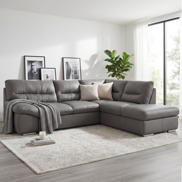 Rundecke Eckcouch - echtes Leder Stone, William Ecke rechts