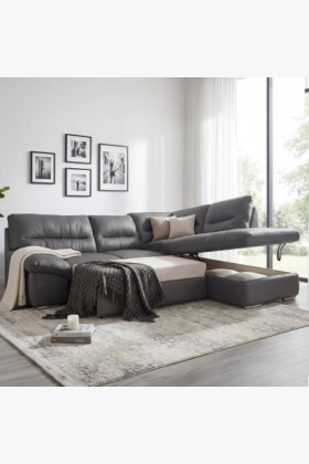 Rundecke Eckcouch - echtes Leder Stone, William Ecke rechts 2